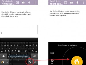 Swype-Keyboard: DIe alternative Bildschirmtastatur enthält auch eine eigene Spracherkennung vom Diktiersoftware-Experten Nuance.